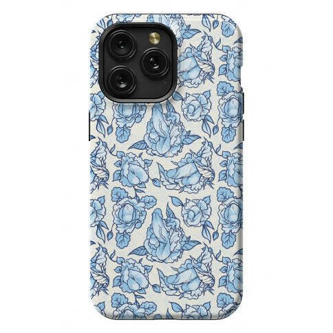 Floral Penis Pattern Blue Phone Case